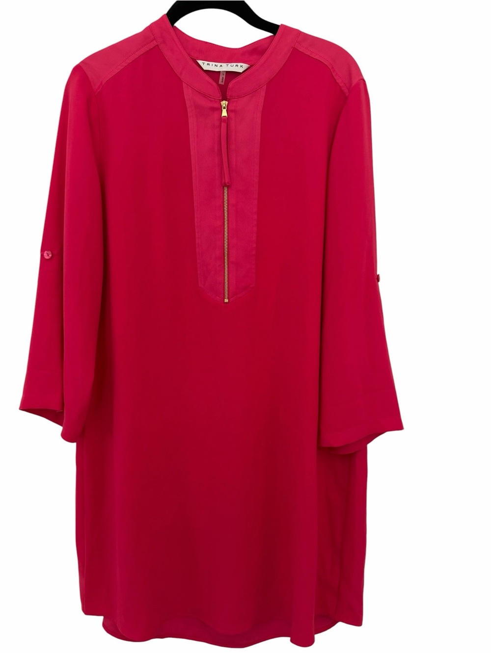 Trina Turk Gold Zip Front Lightweight Dress Size Large
